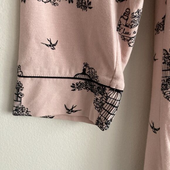 Soma Pink Birdcage Print 3/4 Sleeve Pajamas Nightgown Nightshirt Size Medium - Picture 4 of 10
